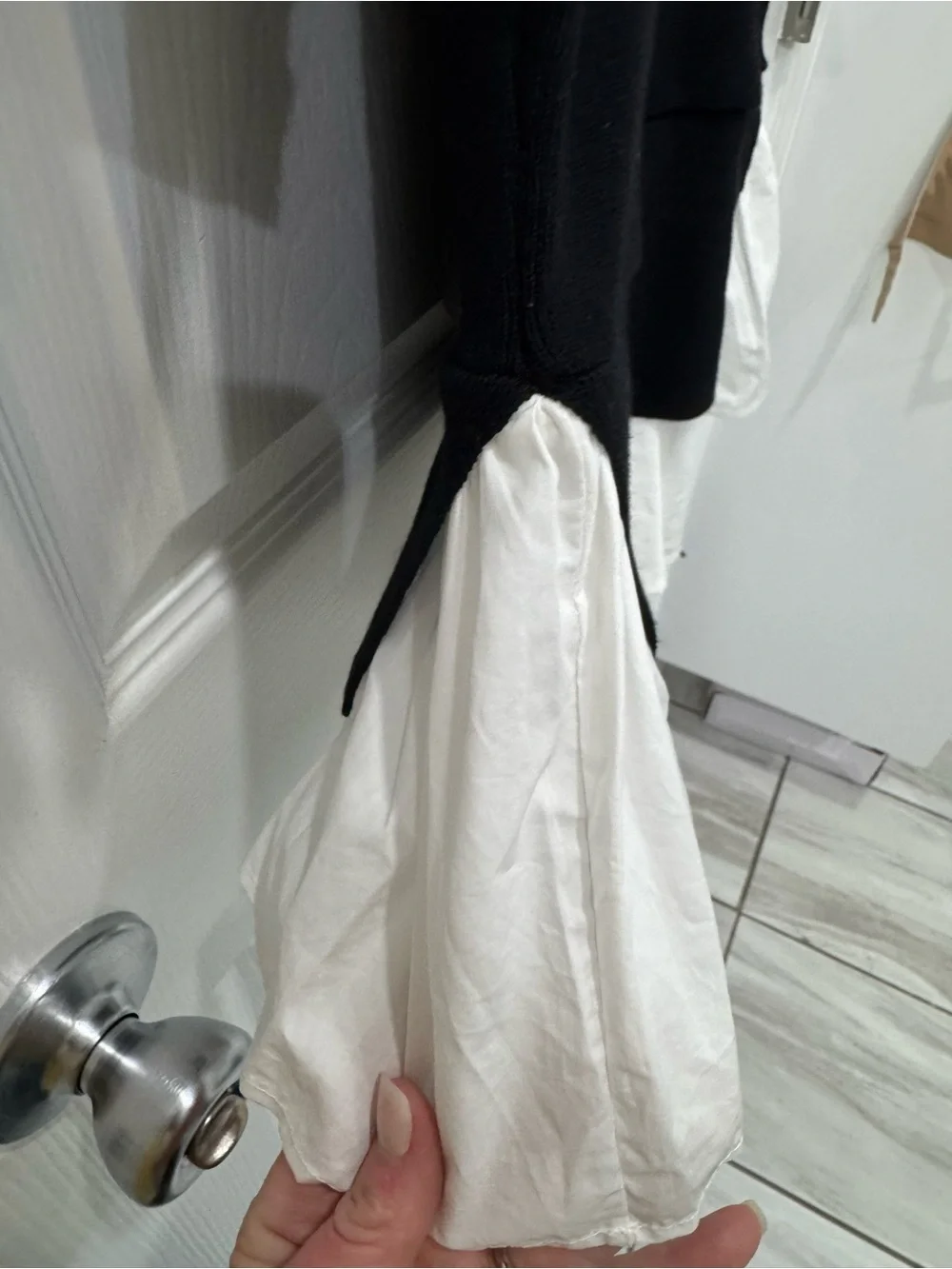 Anthropologie Black and White Layered Puff-Sleeve Academia Women's Top- XS- EUC